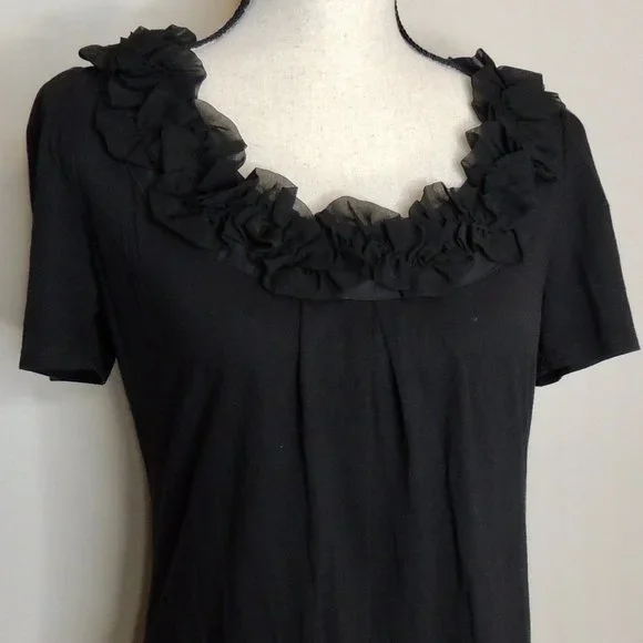 Anne Taylor LOFT Black Ruffle Top - Picture 2 of 6